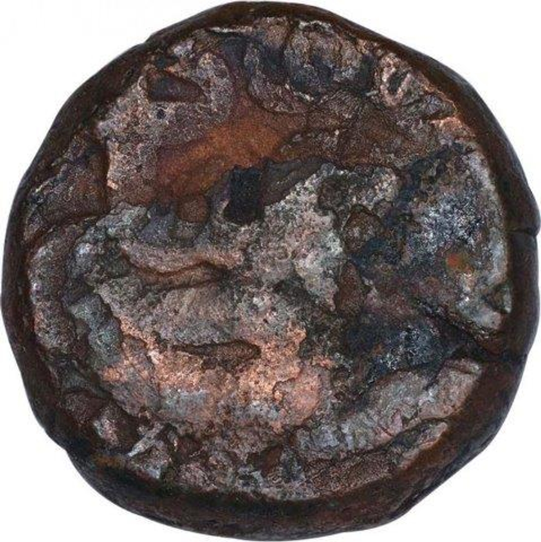 Copper Dam Coin of Akbar of Narnol Mint of Fi Tarikh Type.