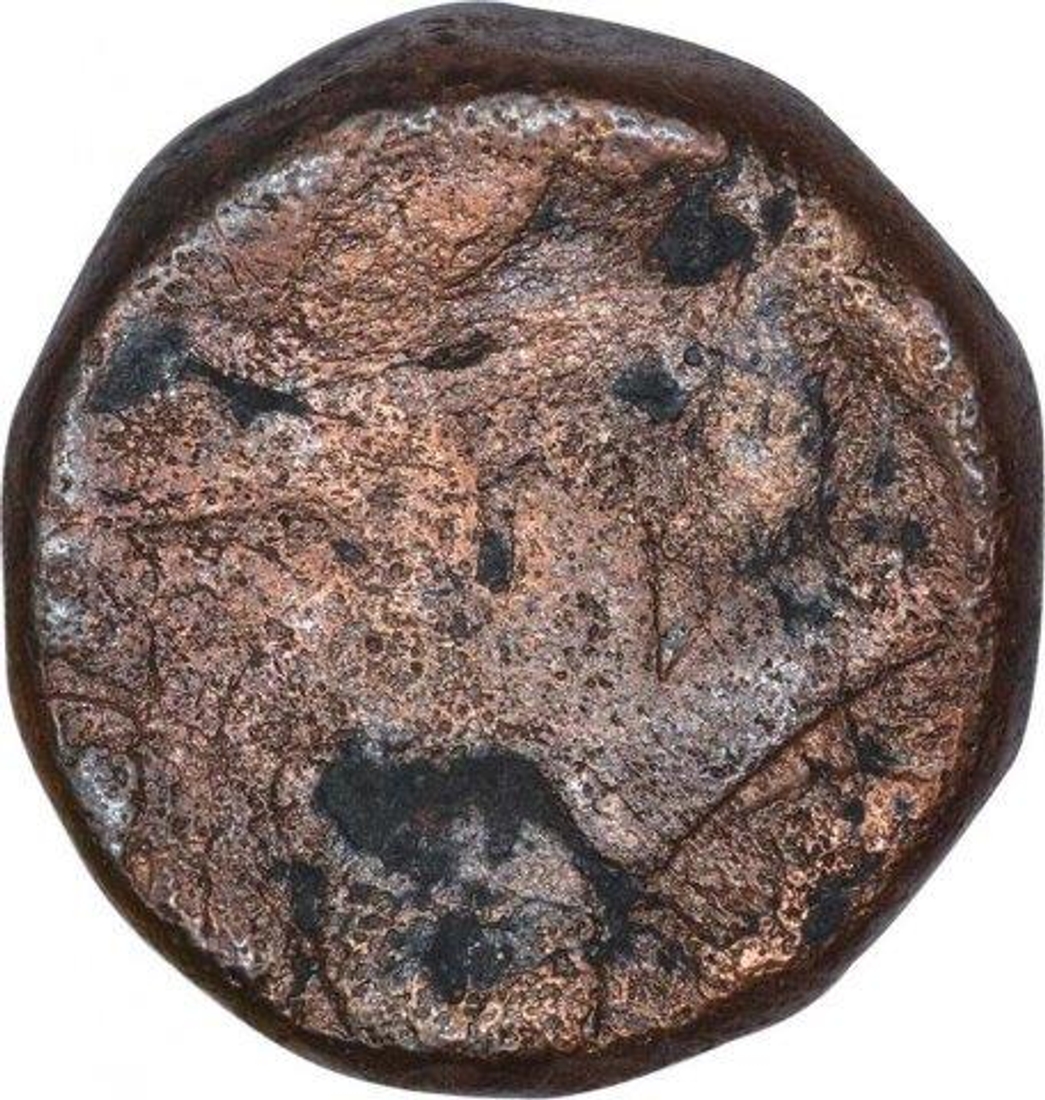 Copper Dam Coin of Akbar of Narnol Mint of Fi Tarikh Type.