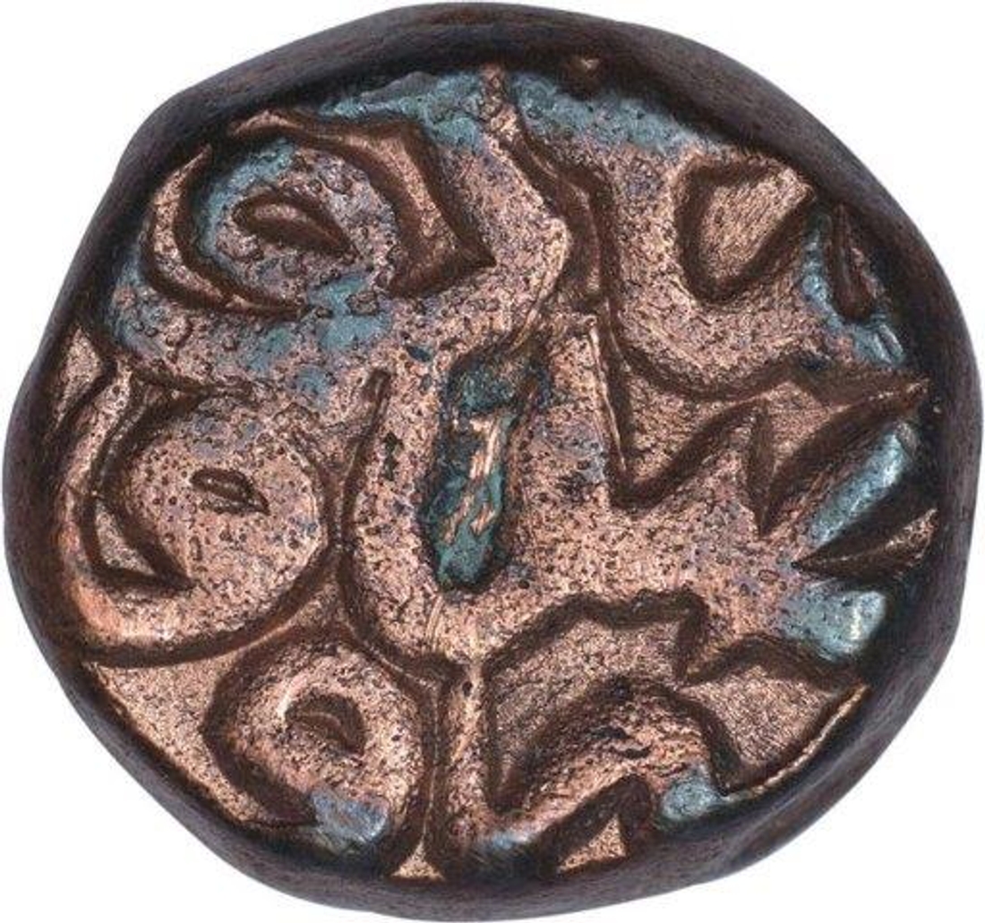 Copper Falus coin of Akbar of Hazrat Delhi.