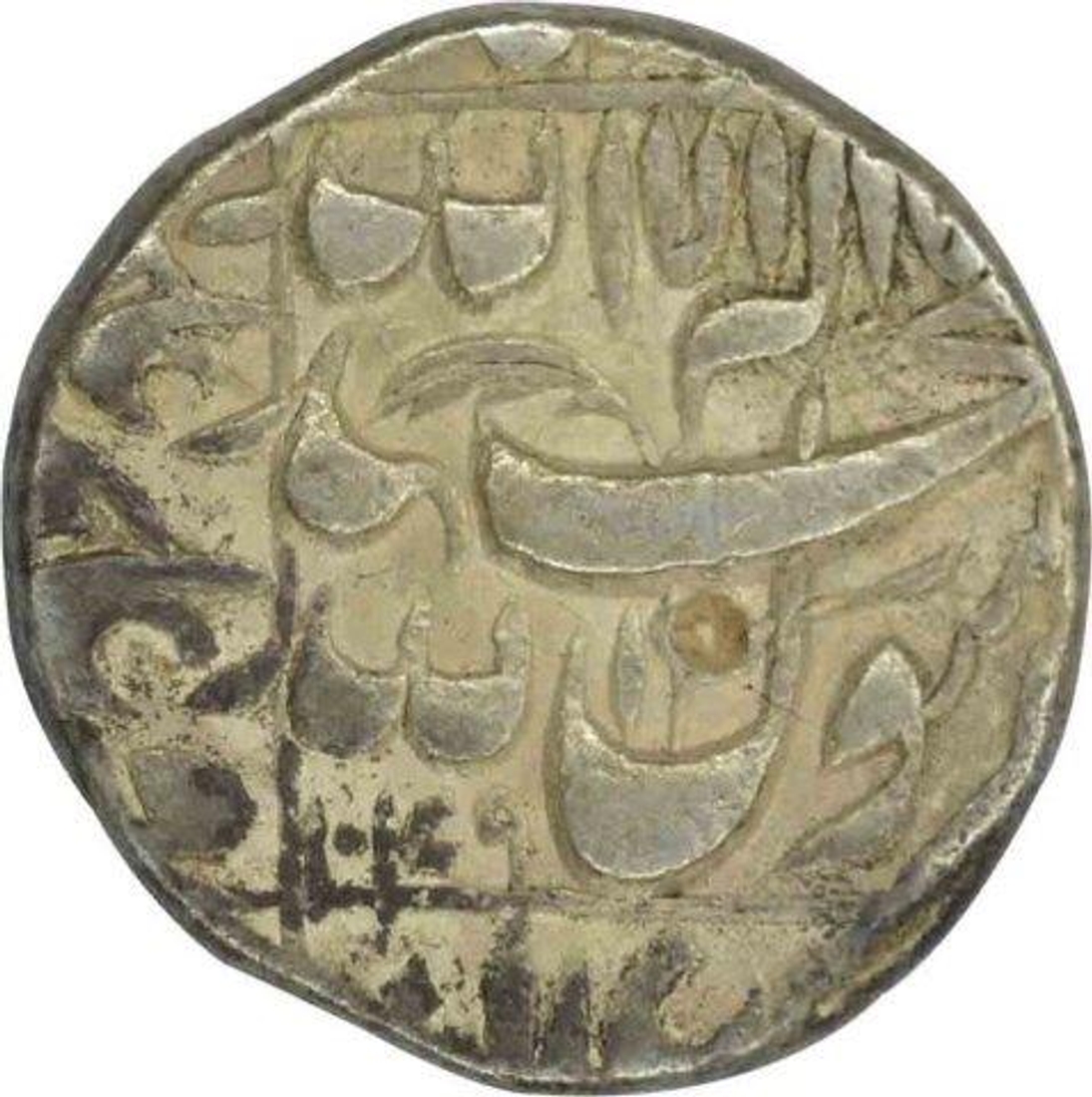 Silver One Rupee Coin of Shahjahan of Qandahar Mint of Kaluma Type.