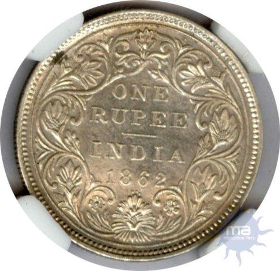 Silver One Rupee of Victoria Queen of Bombay MInt.