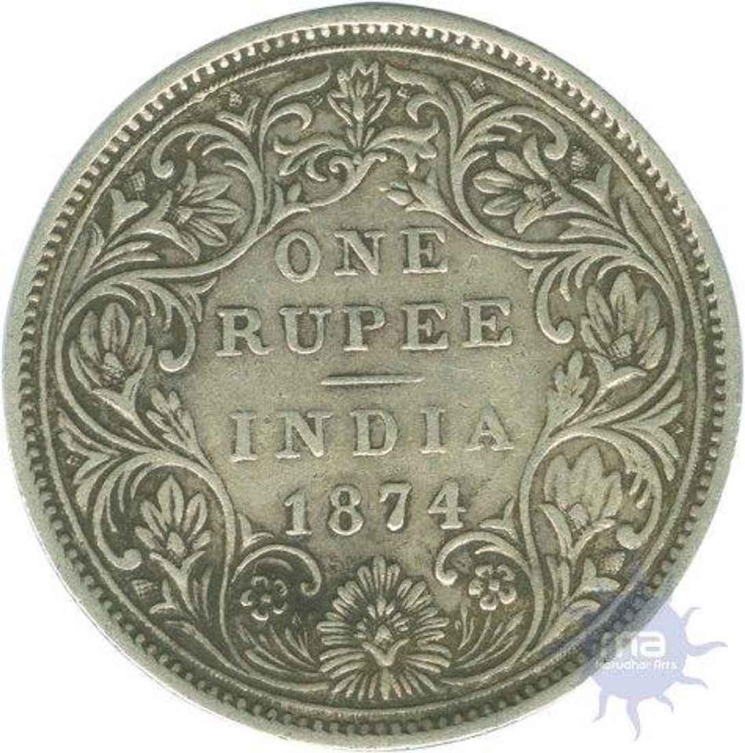 Silver One Rupee of Victoria Queen of 1874.