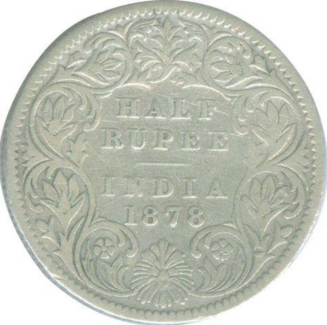 Silver Half Rupee of Victoria Empress of Calcutta Mint of 1878.