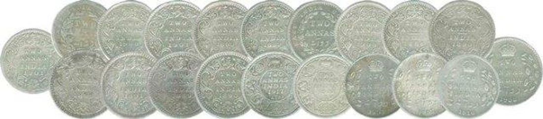 Silver Two Annas (20) of Different Mint.