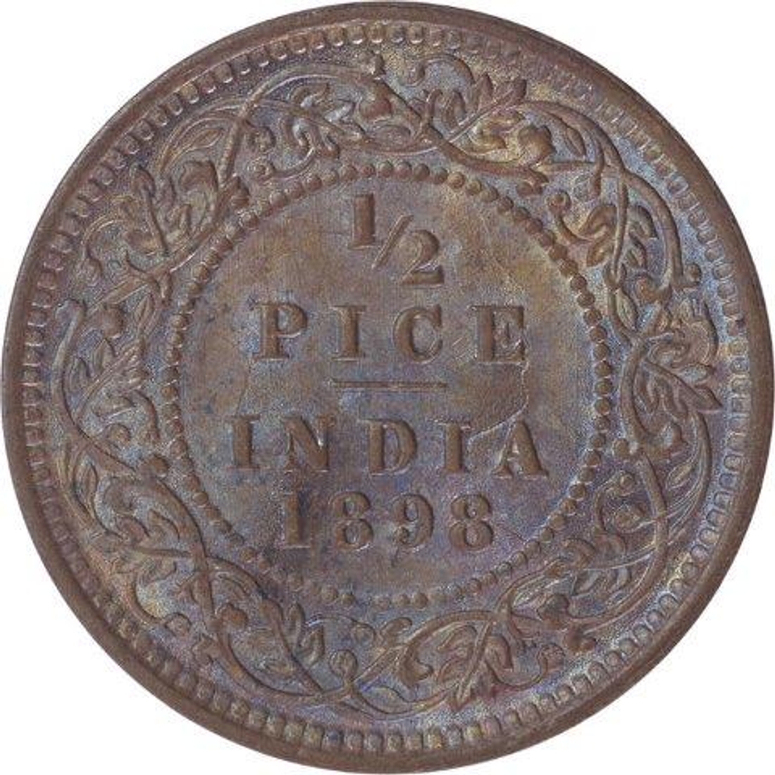 Copper Half Pice Coin of Victoria Empress of 1898.