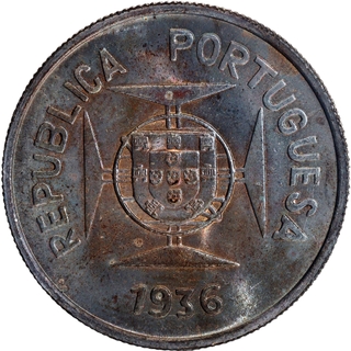 Indo-Portuguese Administration Silver Half Rupia 1936 AD Coin.