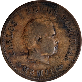 Indo Portuguese Administration Carlos I Bronze Half  Tanga 1903 (MCMIII) AD Coin.