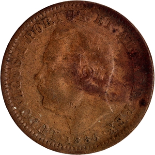 Indo-Portuguese Colonial Coinage Luiz I Copper Quarter Tanga, 1886 AD Coin.