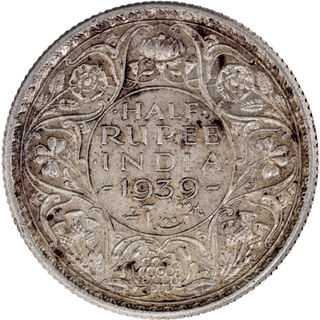 Scarce Silver Half Rupee Coin of King George VI of Calcutta Mint of 1939.
