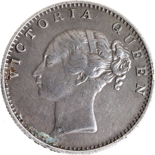 Silver Half Rupee Coin of Victoria Queen of Calcutta Mint of 1840.