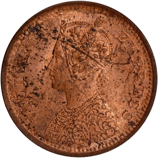 Uncirculated Copper Half Pice Coin of Victoria Empress of Calcutta Mint of 1895.