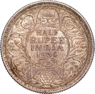 Scarce Year Silver Half Rupee Coin of King George V of Calcutta Mint of 1930.
