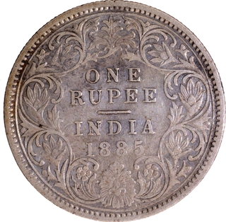 Rare Silver One Rupee Coin of Victoria Empress of Bombay Mint of 1885.