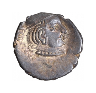 Error Silver Drachma Lakhi Coin of Rudrasena II of Western Kshatrapas.
