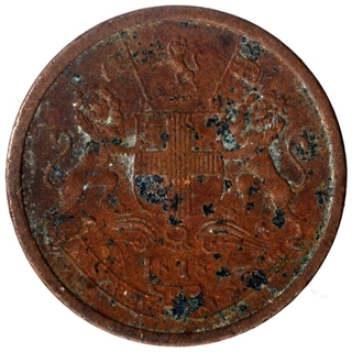 Copper One Twelth Anna Coin of East India Company of Calcutta Mint of 1848.