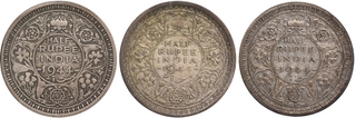Silver Half Rupee Coins of King George VI of Bombay and Lahore Mint of 1944.