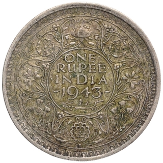 Silver One Rupee Coin of King George VI of Bombay Mint of 1943.