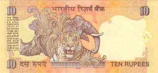 Ten Rupees Bank Note of signed by D Subbarao Governor of 2009.
