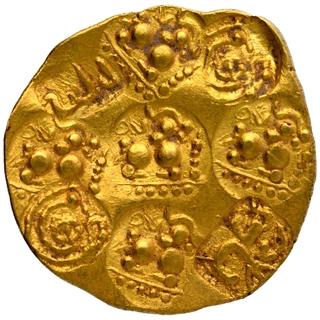 Extremely Rare Unlisted Punch Marked Gold Gadyana Coin of Nanni Nolamba or Polalachora of Nolambas of Central Karnataka.