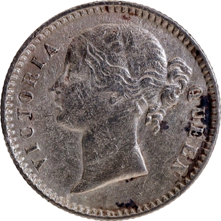 Very Rare Silver Mule Quarter Rupee Coin of Victoria Queen of Calcutta Mint of 1840.