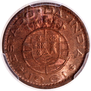  Graded by PCGS MS 64 RB Indo-Portuguese Republic Decimal Coinage Bronze Ten Centavos 1961 AD Coin.