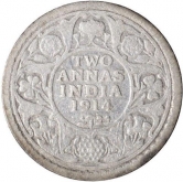 Silver Two Annas Coin of King George V of Calcutta Mint of 1914.