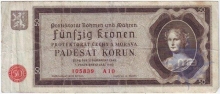 50 Koru Paper money of Bohemia & Moravia.