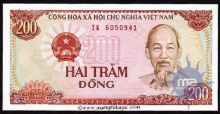 Paper Money of Vietnam of 200 Dong of 1987 issued.