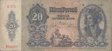 20 Pengo Paper Money of Hungary.