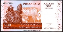 Paper Money of Madagascar, 500 Ariary of 2004 Issued.