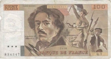 100 Francs Paper Money of France.