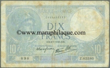 Paper Money of France, 10 Dix Francs of 1941 Issued.