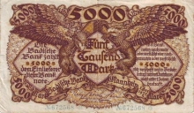 5000 Mark Paper Money of German States.