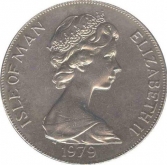 Cupro Nickle One crown coin of Elizabeth II Isle  of Man 1979.