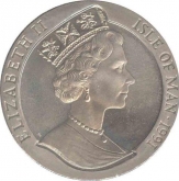 Cupro Nickle One Crown coin of Elizabeth II of Isle of Man 1991.