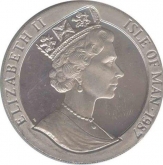 Cupro Nickel One Crown coin of Elizabeth II of Isle of Man 1987.