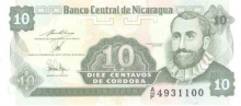 Paper Money of Nicaragua of 10 Centavos De Cordoba.