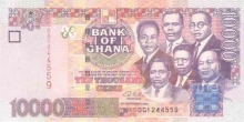 Paper money of Ghana of 5000 Cedis of 2003 issued.