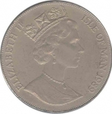 Cupro Nickle One Crown coin of Elizabeth II, Isle of Man 1989.