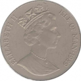 Cupro Nickle One Crown coin of  Elizabeth - II, Isle of Man 1989.