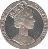 Cupro Nickle One Crown coin of  Elizabeth - II, Gibraltar 1993.