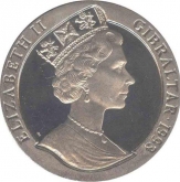 Cupro Nickle One Crown coin of  Elizabeth - II, Gibraltar 1993.