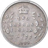 Silver Two Annas Coin of King Edward VII of Calcutta Mint of 1903.