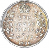 Silver Two Annas of King Edward VII of Calcutta Mint of 1906.