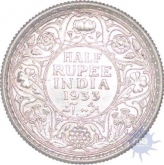 Silver Half Rupee of King George V  of Calcutta Mint of 1933