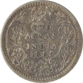 Silver Two Annas Coin of Victoria Empress of Calcutta Mint of 1885.