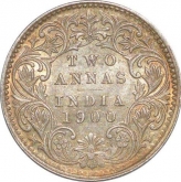 Silver Two Annas of Victoria Empress of Bombay Mint of 1900.