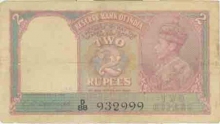 2 Rupees of King George VI of India