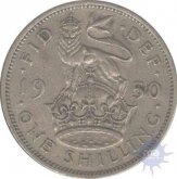 Cupro Nickle of One Shilling of Georgivs VI of Great Britain of the Year of 1950.