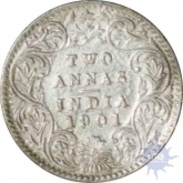 Silver Two Annas of Victoria Empress of Calcutta Mint of the year 1901.